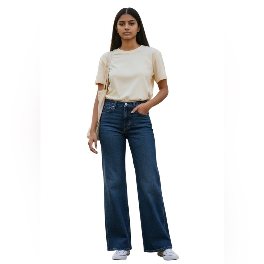 FREE ASSEMBLY High Rise wide leg stretch jeans size 12 -
32.5” inseam - NWT! - Picture 1 of 12
